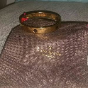 Kate spade gold bangle with black spades